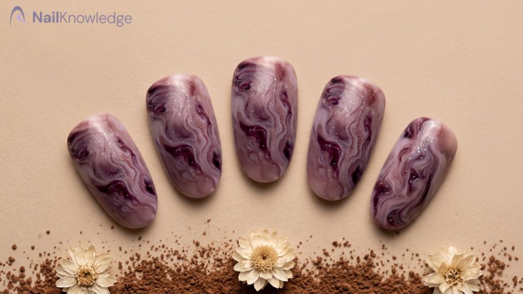 Gel Chocolate marble Nails