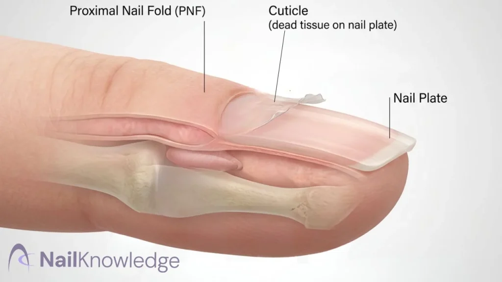 cuticle vs living skin around the nail plate